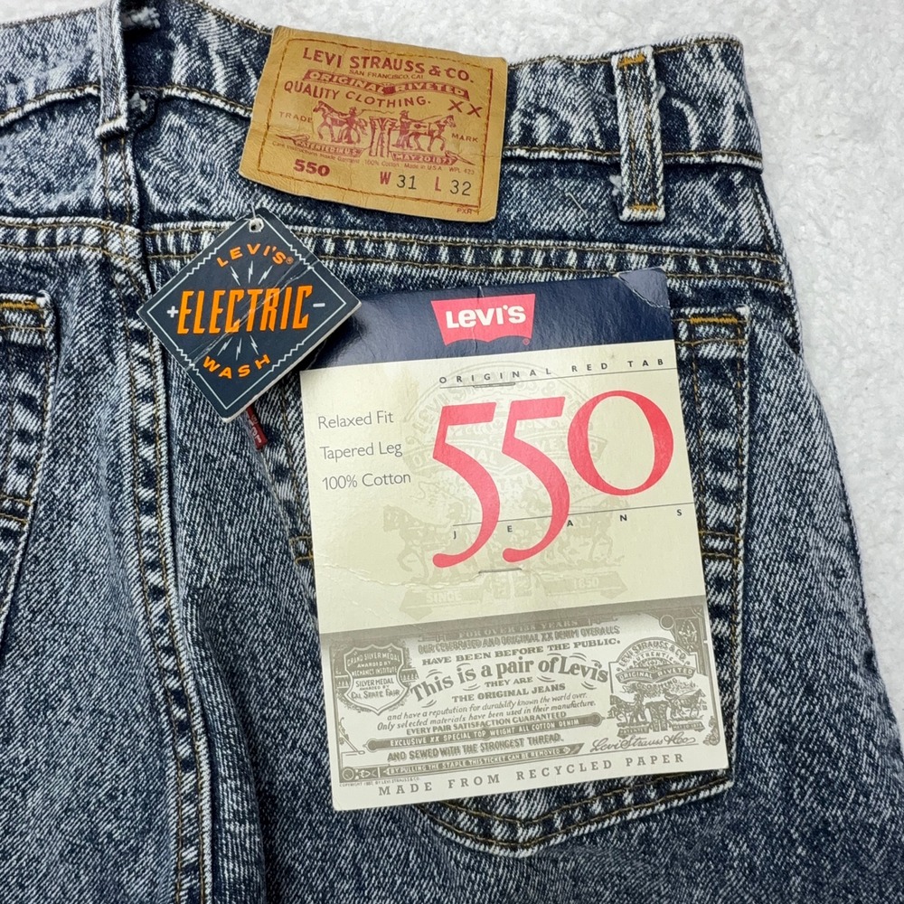 Vintage Levis 550 Relaxed Fit Tapered Leg Acid Wash Jeans Made in USA W31 L32